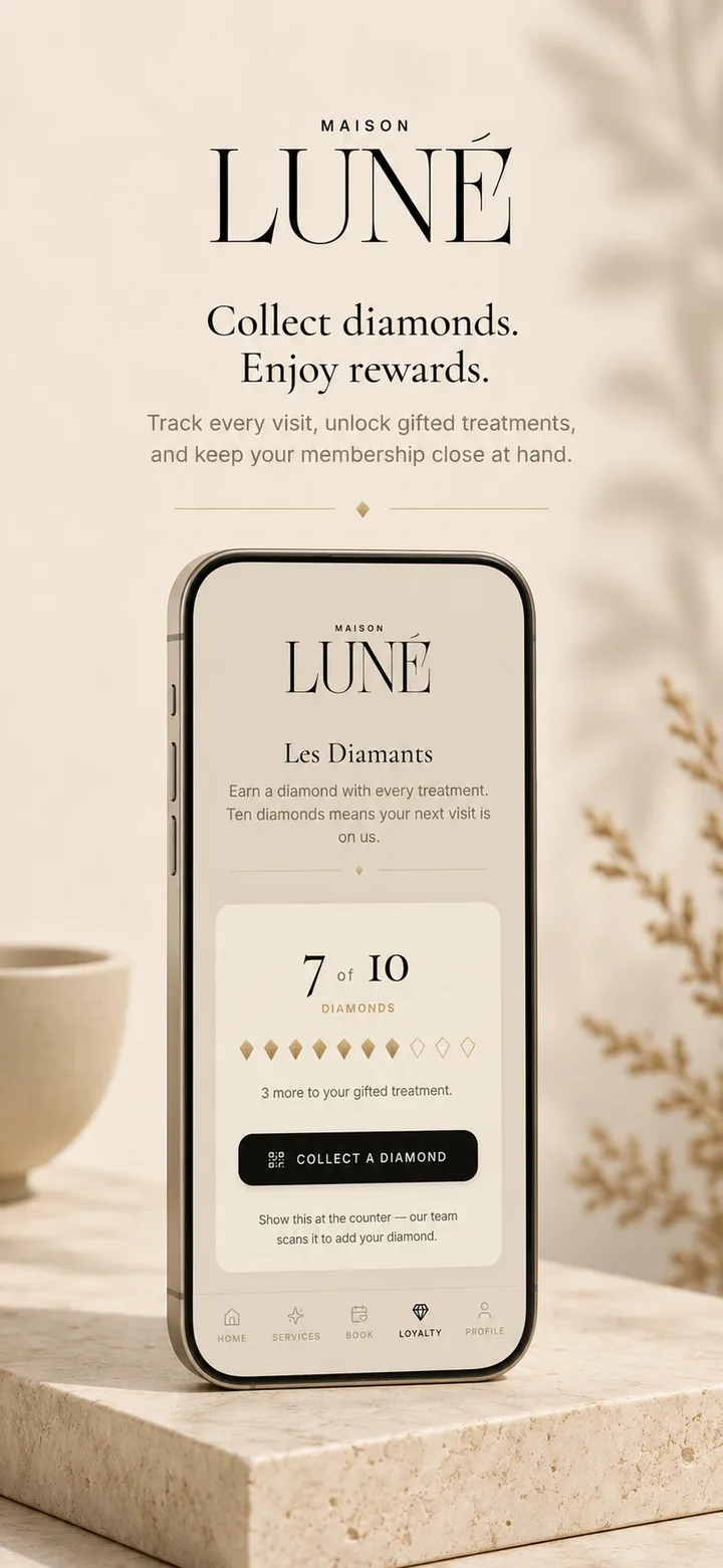 Maison Luné app: Les Diamants loyalty screen