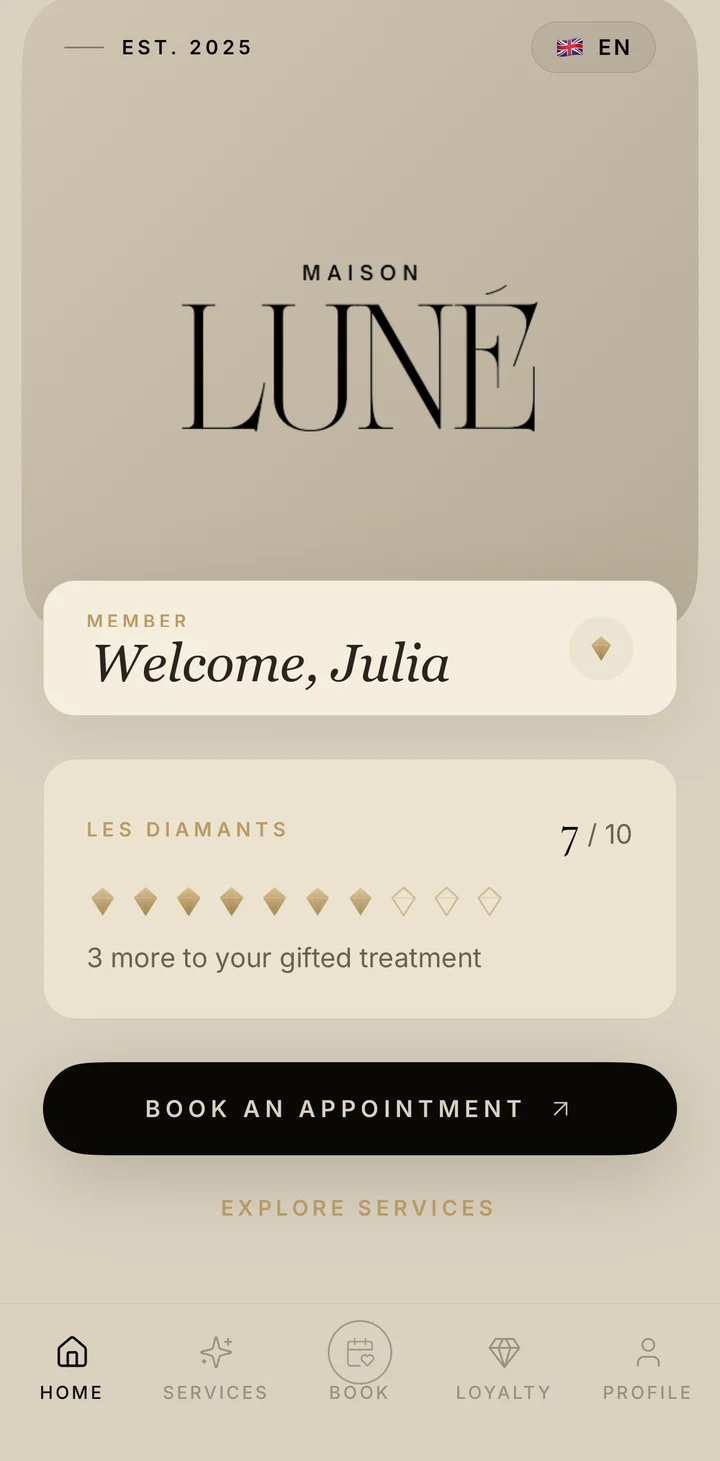 Maison Luné app home screen