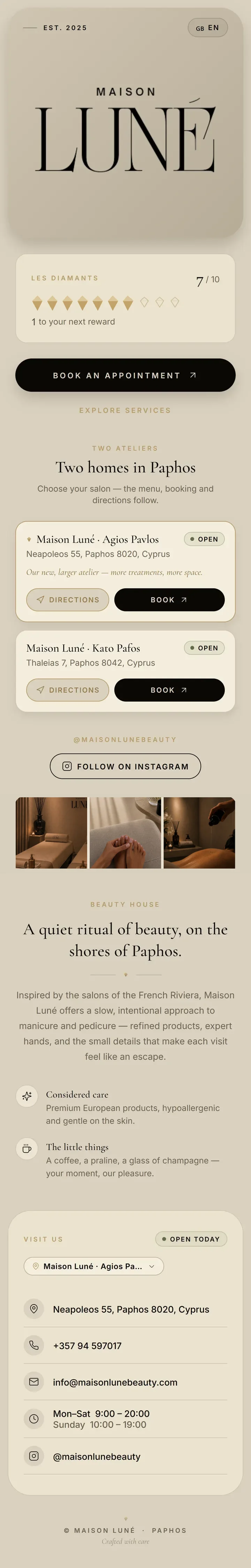 Maison Luné app home screen