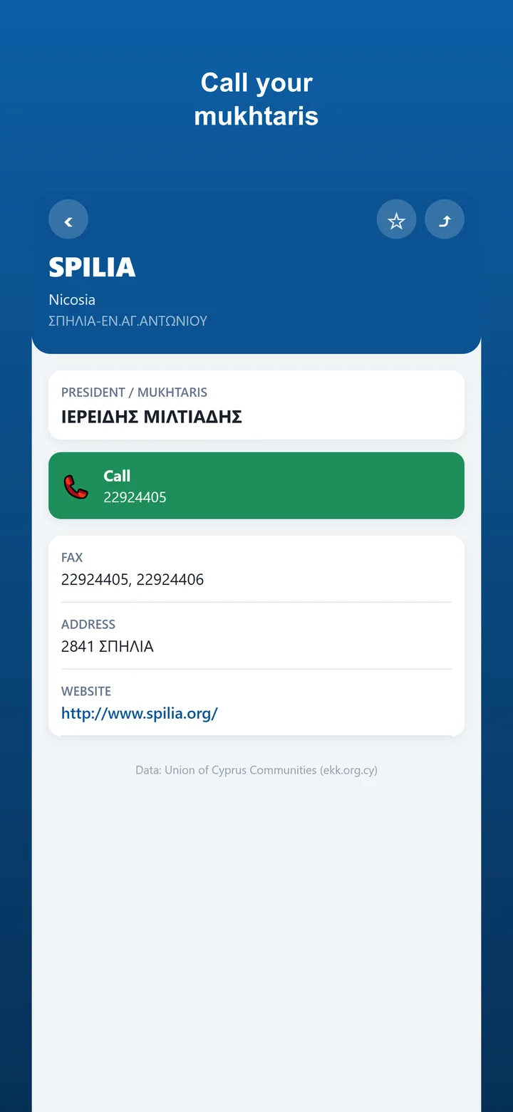 Cyprus Numbers app: community detail page