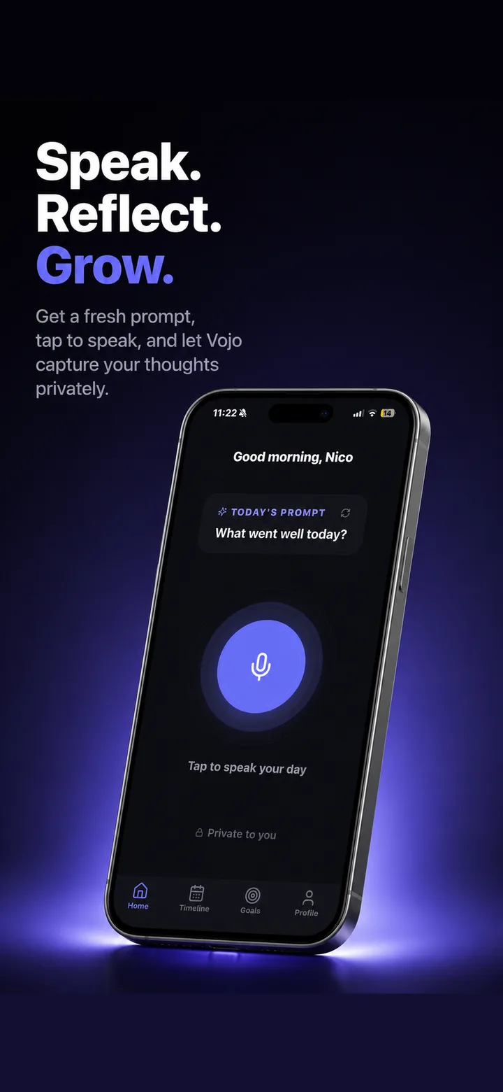 Vojo app: speak your day with one tap