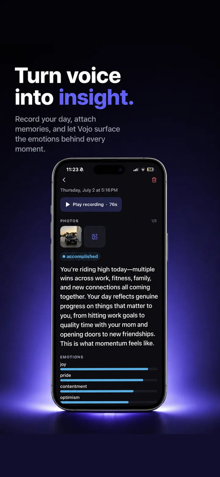 Vojo app: AI insights